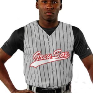 Adult "Sleeveless Yankee Pinstripe" Button Front Baseball Jersey - All Sports Uniforms